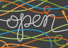 Câbles RJ45 dessinant le mot 'open'